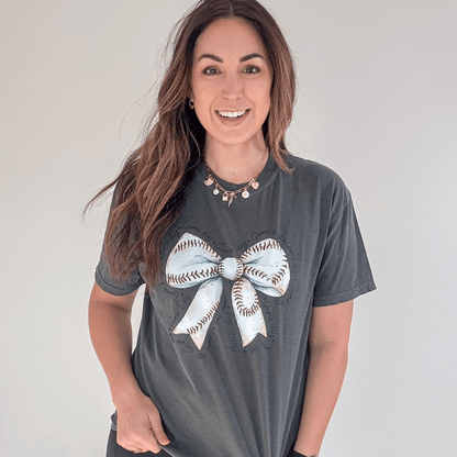 Game Day Baseball Bow Tee